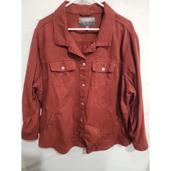 torrid Jackets & Blazers - Torrid Jacket 3 3X Brick Red Rust Cotton Twill Button Front Trucker Plus Size